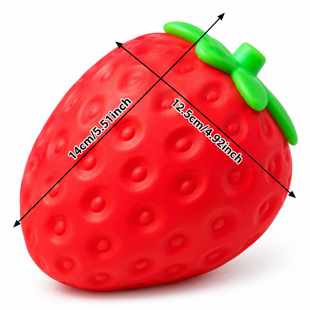 Medidas de la Fresa Gigante Squishy: 14 × 12,5 cm