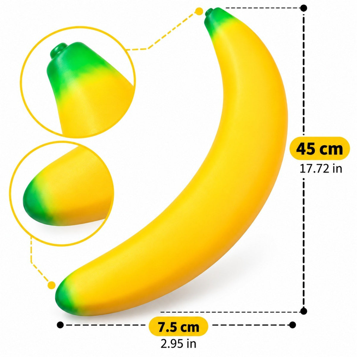Medidas del banano gigante: 45 cm de largo y 7,5 cm de ancho