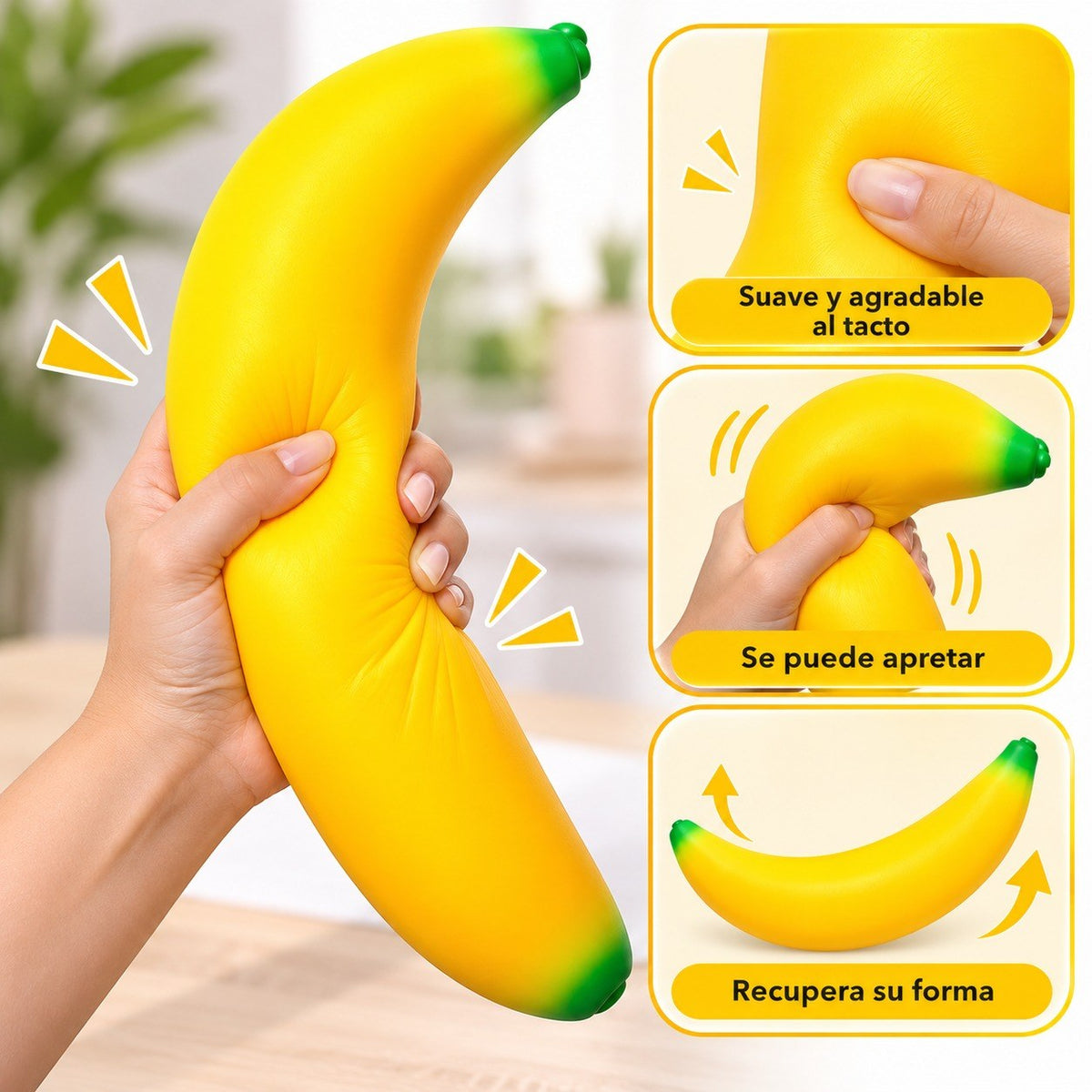 Suave al tacto: se aprieta y recupera su forma