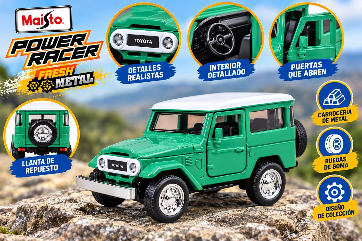 El Land Cruiser sobre rocas, con sus detalles