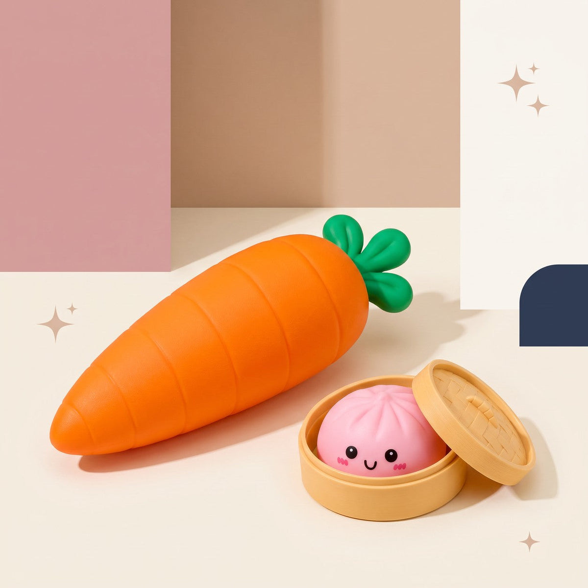 Kit Antiestrés: zanahoria gigante y mini dumpling sorpresa